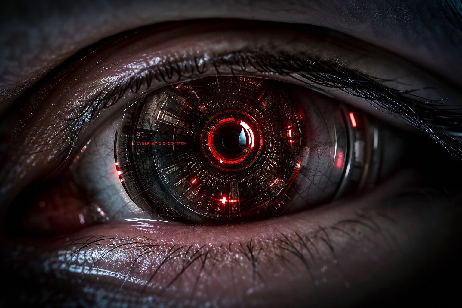 Macro view of cybernetic eye